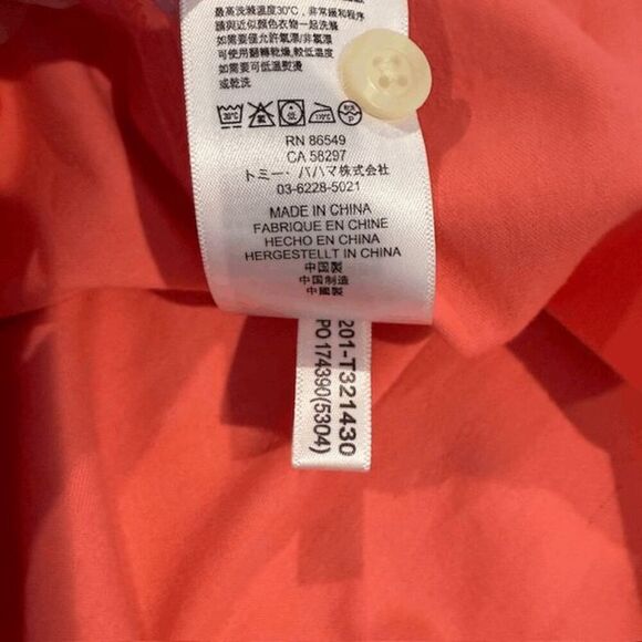 Tommy Bahama Silk Blend Men's Short Sleeve Button Front Shirt Coral Size Large - Picture 8 of 10